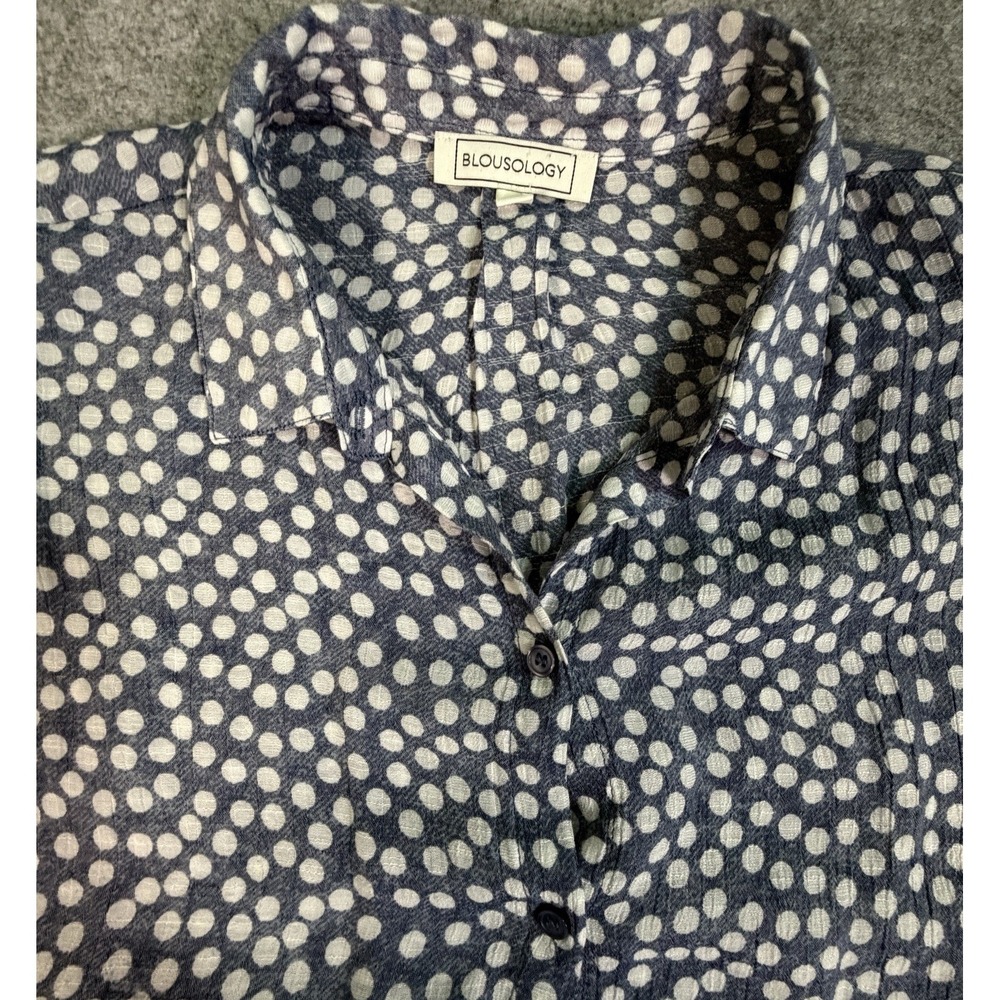 Women's Large Polka Dot Sleeveless Button Up Tie Front Shirt Top